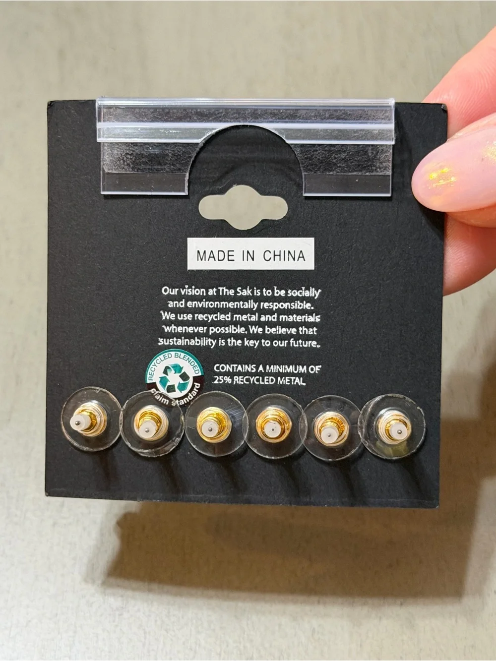 The Sak Gold Earring Trio Set with Olive Accents